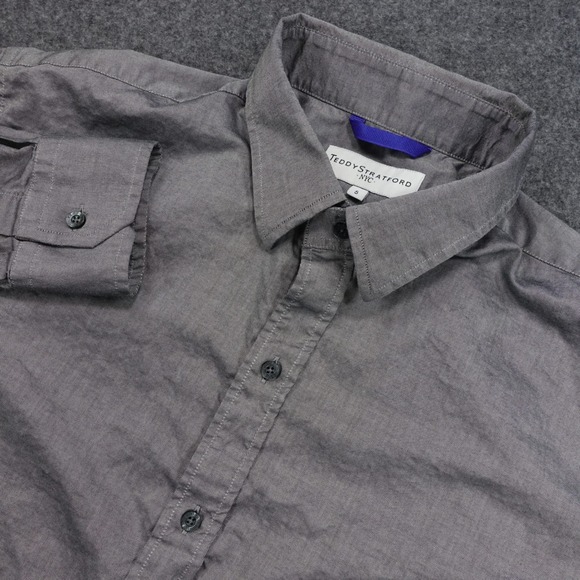 Teddy Stratford Other - Teddy Stratford Button Up Zip Shirt Men Size 5 Long Sleeve Cotton Grey
